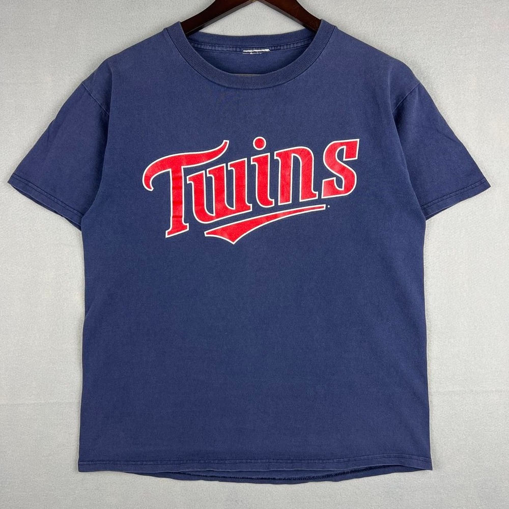 Vintage Minnesota Twins Joe Mauer MLB Baseball Blue Jersey Style Tee Shirt